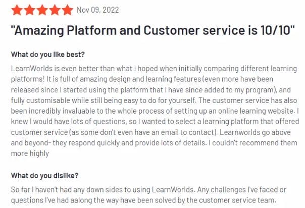LearnWorlds Reviews g2