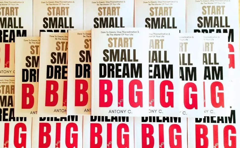 Start Small, Dream Big - Banner - Stacks of Books