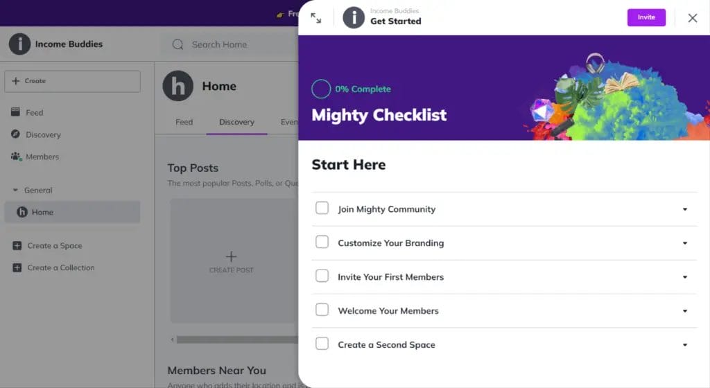 Mighty Networks Welcome Dashboard