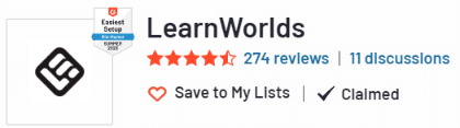 LearnWorlds Pricing - Reviews Rating - G2