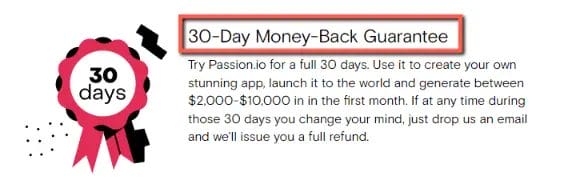 Passion io Pricing - 30 Day Money Back Guarantee