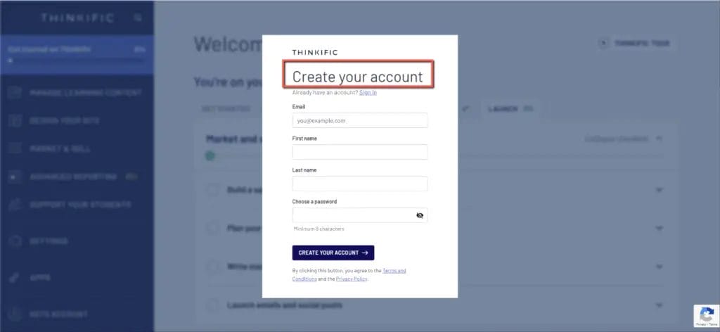 Thinkific Pricing - Free Account Creation
