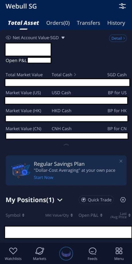 Webull SG Mobile Trading App Interface