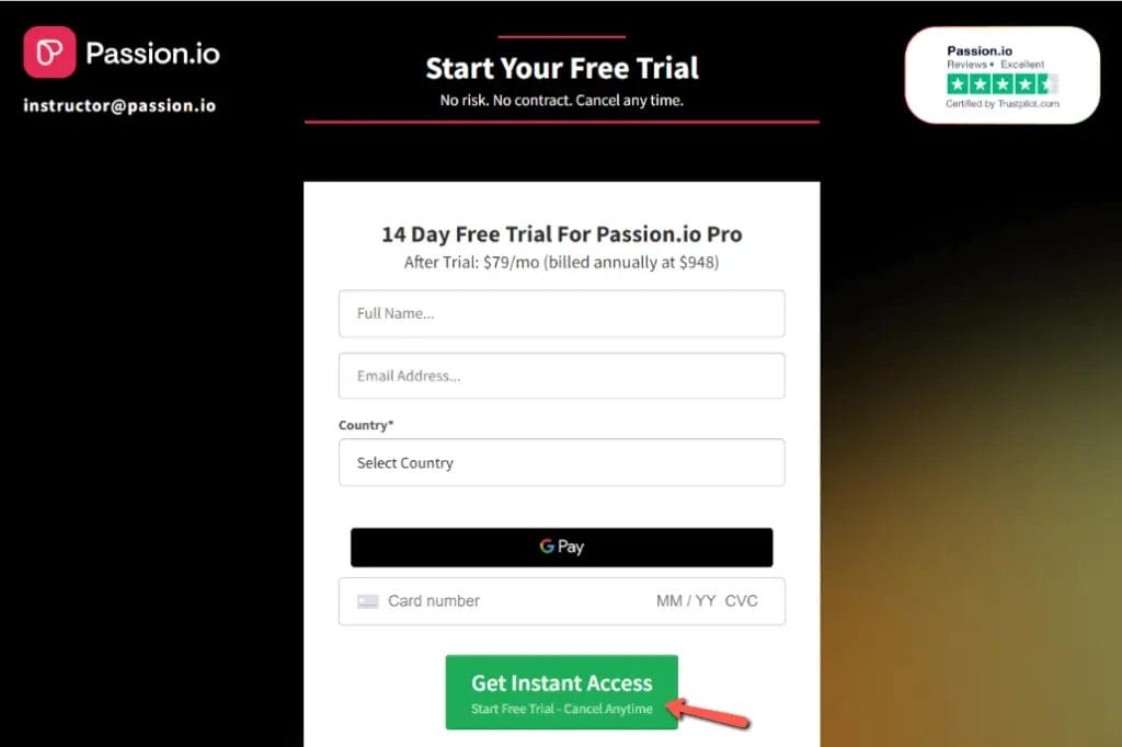 Passion.io Free Trial - Signup