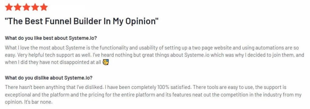 Systeme.io - Review - G2 - Review 2