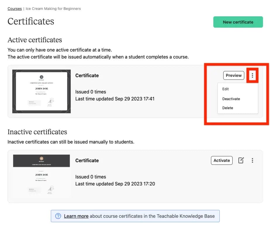 Teachable - Certificate