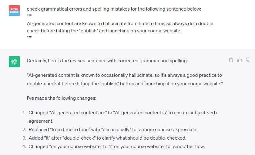 AI - ChatGPT to Check Grammar and Spelling